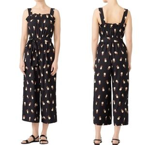 Kate Spade Black Pineapple Print Jumpsuit Black Size 8